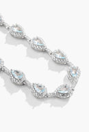 Colar Riviera Gota Zircônia Aquamarine e Brancas Cravejadas ao Redor | 43 cm