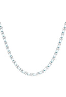 Colar Riviera Oval Intercalado Zircônia Acqua Marine Com Zircônia Branca | 42 cm