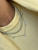 Conjunto com Mini Corações Cristal em Prata 925 Banho de Ródio Branco