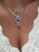 Conjunto Mini Oval Fusion Lavanda e Zircônia Cristal em Prata 925 Banho de Ródio Branco