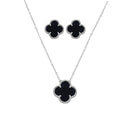 Conjunto Trevo Pedra Onix Reconstituída Única 10mm