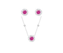 Conjunto Ponto de Luz Cravejado - Corrente Tiffany - Safira Pink