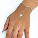 Handchain Coração Cravejado de Prata