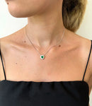 Conjunto Coração Dupla Cravação - Esmeralda