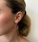 Conjunto Ponto de Luz Cravejado - Corrente Tiffany - Safira Pink