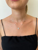 Conjunto Ponto de Luz Cravejado - Corrente Tiffany - Água marinha