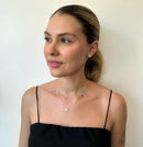 Conjunto Ponto de Luz Cravejado - Corrente Tiffany - Água marinha