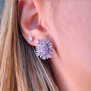 Brinco Coroa Safira Rosa