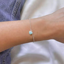 Pulseira Coração Verde Água Pendente de Prata