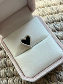 Pingente Coração com Madrepérola Black (Para Pulseira) em Prata 925 Banho de Ródio Branco