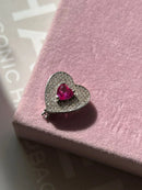 Pingente Coração com Zircônia Cristal e Pink ( Para Pulseira) em Prata 925 Banho de Ródio Branco