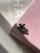 Pingente Flor com Zircônia Black (Para Pulseira) em Prata 925 Banho de Ródio Branco