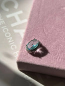 Pingente Oval com Zircônia Cristal e Água-marinha (Para Pulseira) em Prata 925 Banho de Ródio Branco