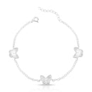 Pulseira Borboleta Detalhes Tripla de Prata