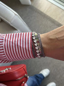 Pulseira com Corações Zircônia Cristal (Fecho Joia) em Prata 925 de Ródio Branco