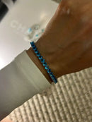 Pulseira Riviera Três Pontas Espinélio Azul (Fecho joia) em Prata 925 de Ródio Branco