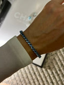 Pulseira Riviera Três Pontas Azul Claro (Fecho joia) em Prata 925 de Ródio Branco