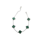 Pulseira Trevo Pedra Malaquita Reconstituída