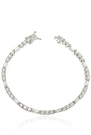 Pulseira Riviera Baguetes Intercaladas Com 3 Zircônias Redondas