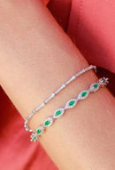 Pulseira Riviera Navete Esmeralda Com Zircônia Branca Ao Redor