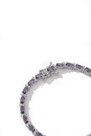 Pulseira Riviera Zircônias Ovais Ametista Intercalada Com Duas Mini Zircônias Brancas