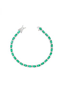 Pulseira Riviera Zircônias Ovais Esmeralda Intercalada Com Duas Mini Zircônias Brancas