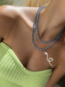 Riviera 3 Pontas com Zircônia Espinélio Azul 50cm ( Fecho Joia ) em Prata 925 de Ródio Branco