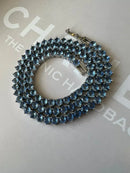 Riviera 3 Pontas com Zircônia Azul/Lilas (Fecho Joia ) em Prata 925 de Ródio Branco