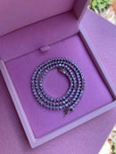 Riviera 3 Pontas com Zircônia Lilás (Fecho Joia ) em Banho de Ródio Branco