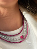 Riviera Anne 3 pontas Zircônia Pink ( Fecho Joia) em Prata 925 de Ródio Branco