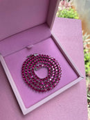 Riviera Anne 3 pontas Zircônia Pink ( Fecho Joia) em Prata 925 de Ródio Branco