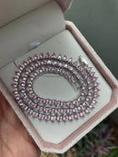 Riviera com Coração Rosa Clara ( Fecho Joia) em Prata 925 de Ródio Branco