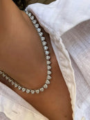 Riviera com Corações Cristal ( Fecho Joia) em Prata 925 de Ródio Branco