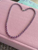 Riviera com Zircônia Cristal e Rosa Pink (Fecho Joia) em Prata 925 de Ródio Branco