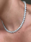 Riviera Coração Cristal ( Fecho Joia ) em Prata 925 de Ródio Branco