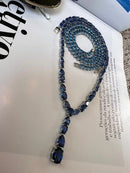 Riviera Gravata Azul Safira (Segunda) (Fecho Joia) em Prata 925 de Ródio Branco