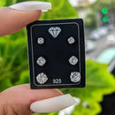 Trio de Brinco Ponto de Luz Redondo de Prata