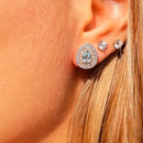 Brinco Gota Água Marinha Baguetes